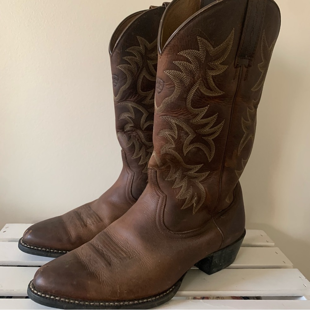 Ariat Mens Heritage Cowboy Western Round Toe Leather Pull On Boots 10.5